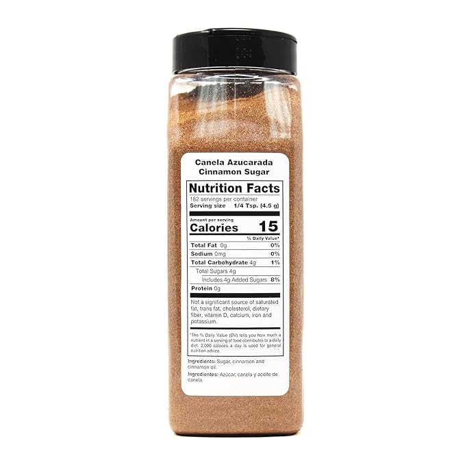 Badia Cinnamon Sugar, 29 oz – Sweet Blend of Cane Sugar and Ground Cinnamon, All Purpose Topping for Baking, Coffee, Desserts, Gluten Free