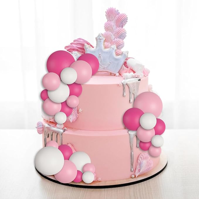 30 PCS Balls Cake Topper DIY Cake Insert Toppers Ball Cake Picks Cupcake Topper for Birthday Party Baby Shower Wedding Cake Decoration(Pink White Hot Pink)