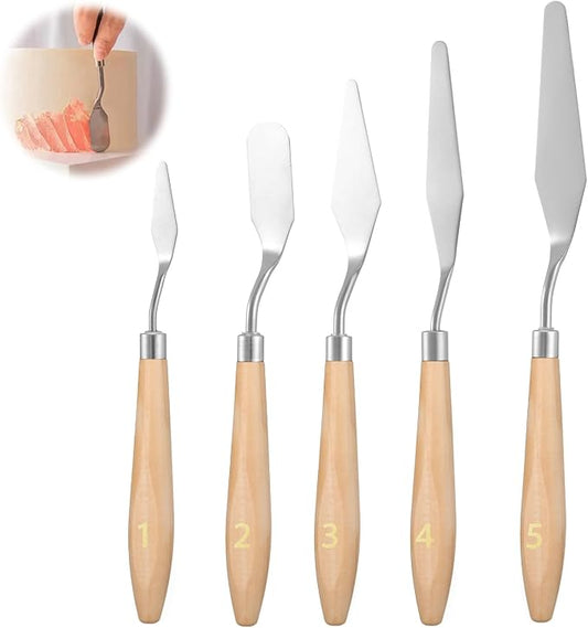 5 Pcs Cake Decorating Spatula, Off Set Spatulas for Frosting Stainless Steel Cake Apatula Palette Knife Baking Pastry Tool for Cakes Fondant Chocolate