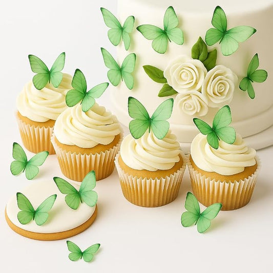 Confect Edible Wafer Paper Butterflies Set of 56 (1.77 x 1.18 Inch Per Butterflies) – Colorful Mint Green Butterfly Cake Decorations, Cupcake Toppers for Birthday, Wedding, Party – Edible Butterfly