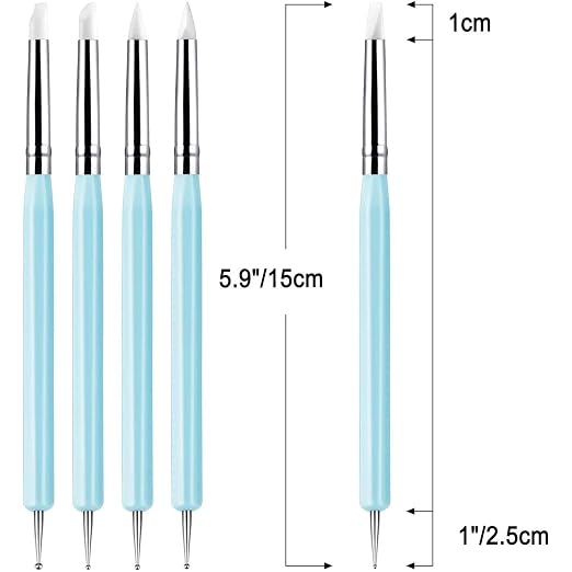 10pcs Blue Dental Resin Brush Pens, Silicone Clay Sculpting Tool Modeling Dotting Tool
