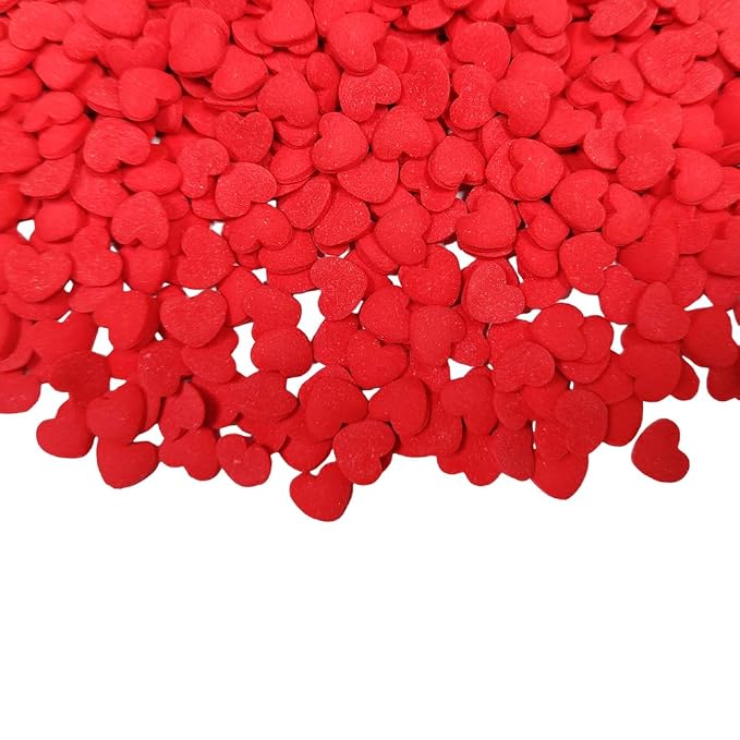 Edible Valentine Red Heart Shapes Sprinkles for Cakes Decorating 8mm Heart Cupcakes Toppers for Birthday, Ice Cream