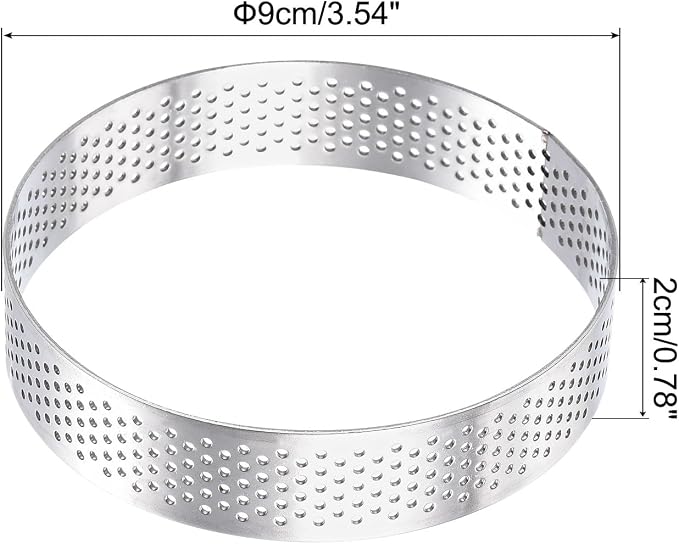 uxcell Stainless Steel Small Cake Rings, Perforated Cake Mousse Ring Kitchen Baking Heat-Resistant 3.5" Diameter, 0.8" Height,for Cake Dessert Biscuit Chocolate, Silver