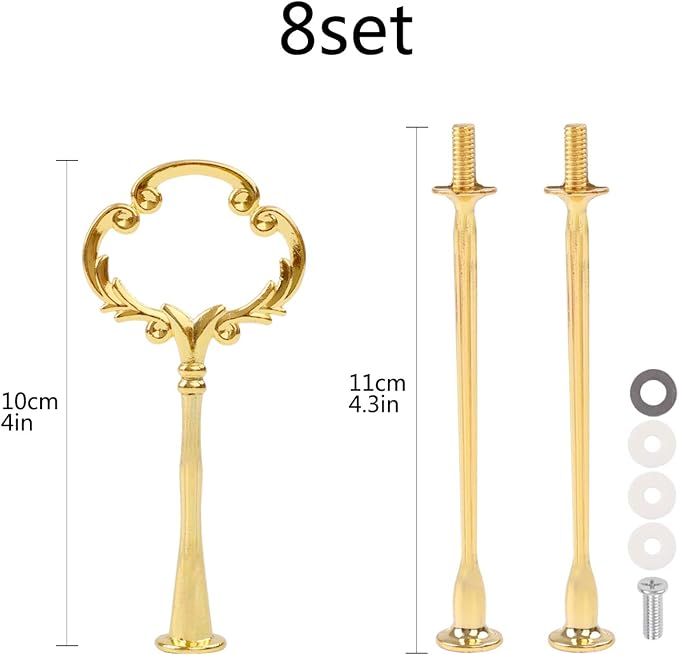 Gukasxi 8 Sets Hardware Fittings for Resin Cake Stand Mold - 3 Tier Sun Flower Cake Tray Stand Hardware Holder for Christmas Party Multi-Tiers Cake Fruit Cupcake Plate Stand Handle