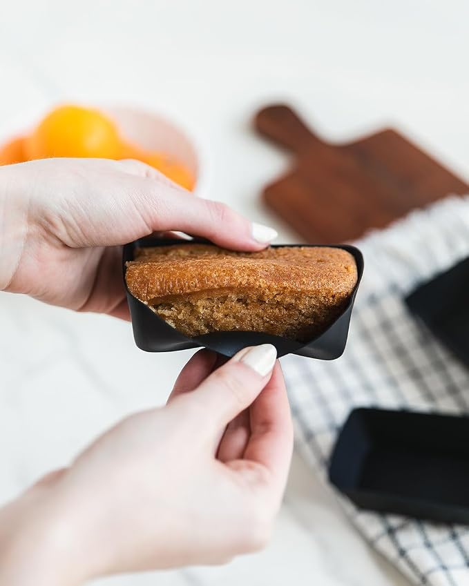 The Silicone Kitchen Silicone Individual Mini Loaf Pans - Reusable, Non-Toxic, BPA Free, Dishwasher Safe, Bento Box Accessories (12 Pack, Black)