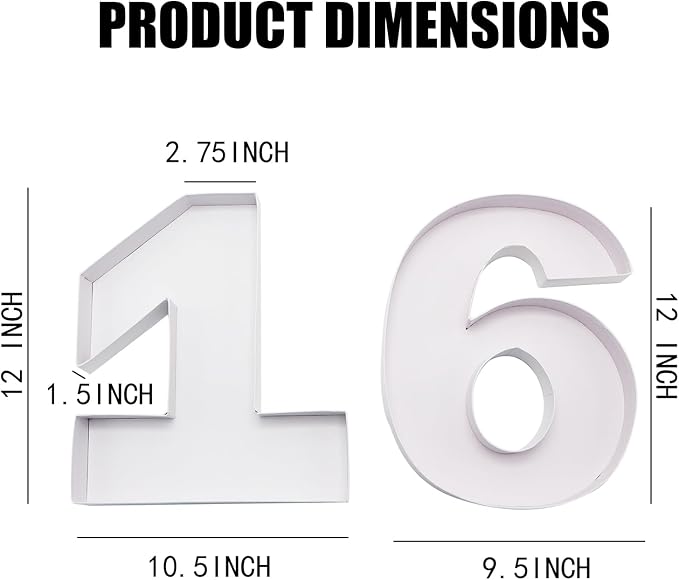 12inch Cardboard Number Fillable Food Tray Box for Charcuterie, Cupcake Arrangement, Birthday Anniversary (White, 16)