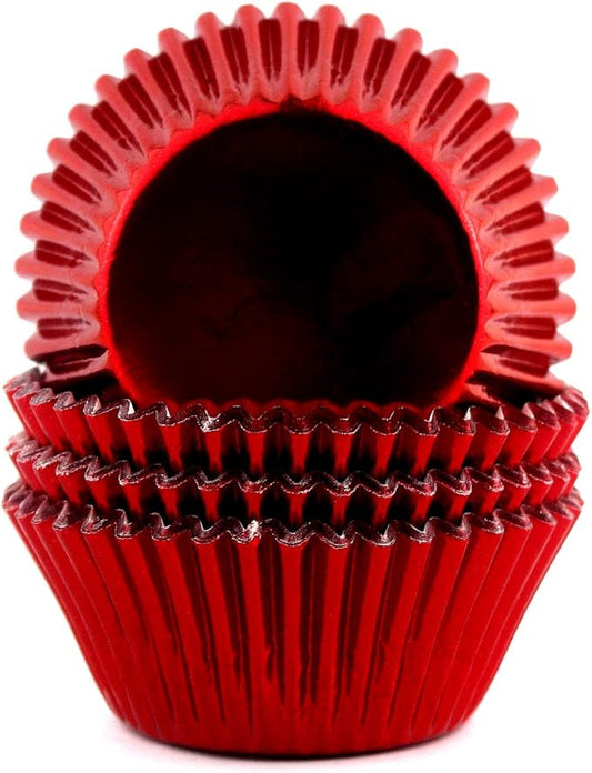 Foil Cupcake Liners Valentine's Day Standard Baking Cups 100 Pcs (Red)