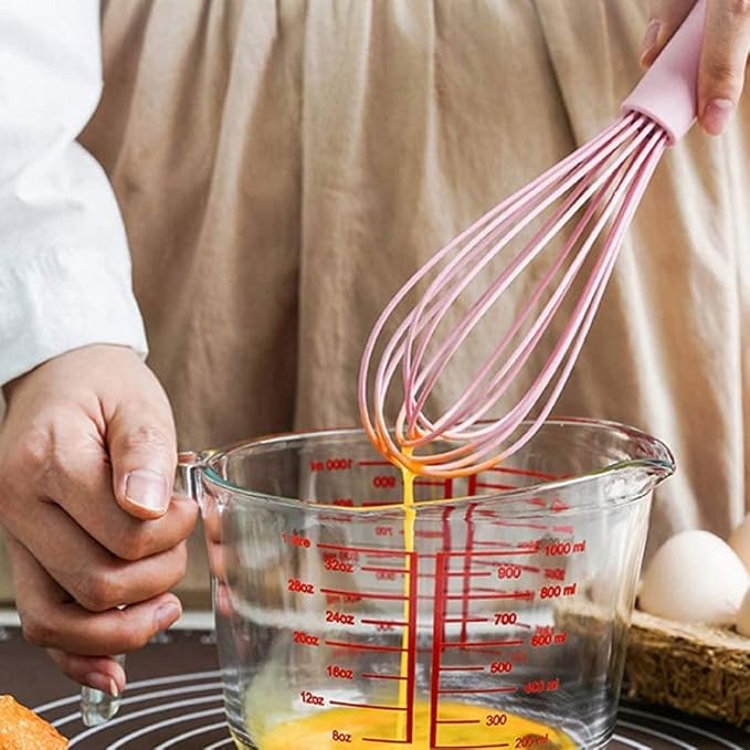 Silicone Whisk for Cooking and Baking, 10in Pink pink color