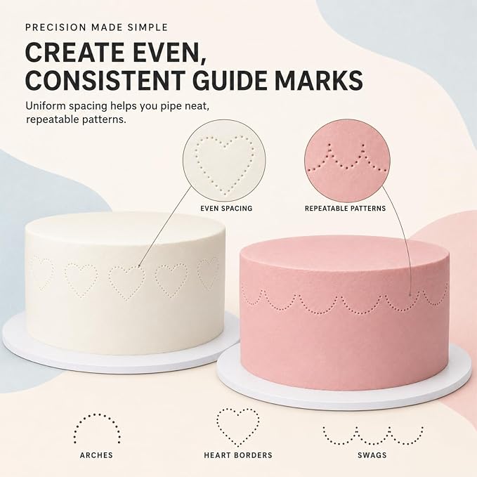 6 PCS Cake Arch Guide Tool Set for Vintage & Lambeth Cake Decorating | Multiple Size Cake Piping Heart & Arc Swag Marker Tool for 6"-12", Buttercream & Fondant Decorating Guide