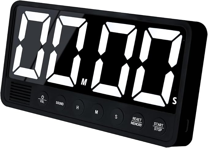 Digital Kitchen Timer - 7.1” Extra Large Display LED Magnetic Rechargeable Countdown/Up Timer, w/6 Alarms 4 Levels Volume Memory Function for Cooking, Classroom, Office, Home Gym(Black)