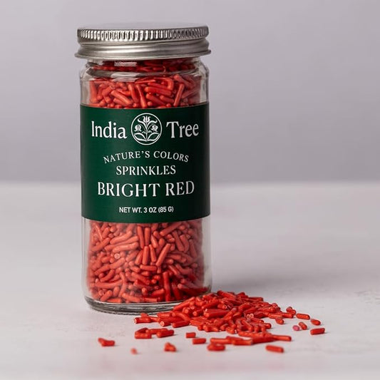 Bright Red Sprinkles – Vegan, Non‑GMO, Dye‑Free, Allergen‑Free, 3 oz Jar – India Tree Nature’s Colors