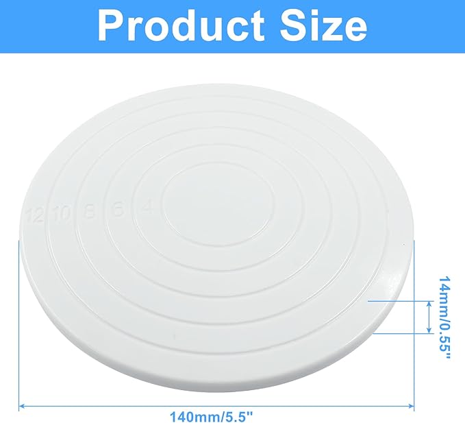 Bonsicoky 1 Pcs Cake Decorating Turntable - 5.5 Inch Revolving Cake Stand - Cookie Decorating Swivel Stand for Kitchen Cake Baking - White