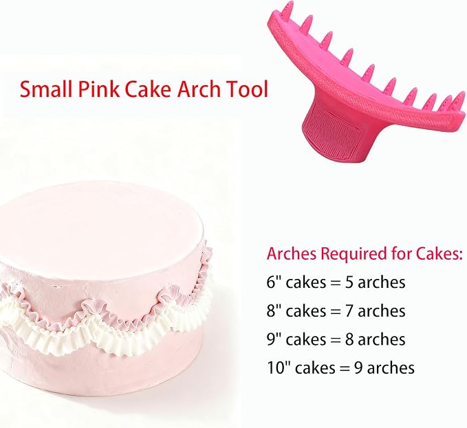 2 PCS Cake Arch Guide Tool, Cake Piping Guide Tool, Ruffle Guide Stencil, Cake Ruffle Marker for 6"-12" Cakes (One Large and One Small)