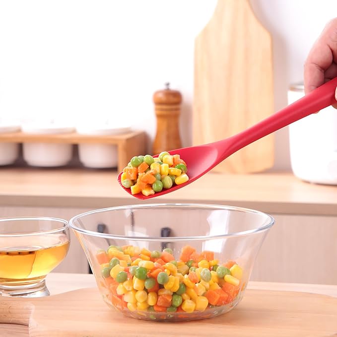 2 Pcs Silicone Spatula Spoon Set, Heat Resistant Spoonula & Flexible Scrapers for Baking Mixing, Non-Stick Kitchen Utensils - Seamless Soft Cooking Scoop, Serving Spatula for Bowls, Cookware