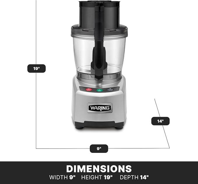 Waring Commercial Food Processor, 4-Quart Capacity, 2 Horsepower Motor, Large Capacity Vegetable Chopper for Professional Kitchens, WFP16S