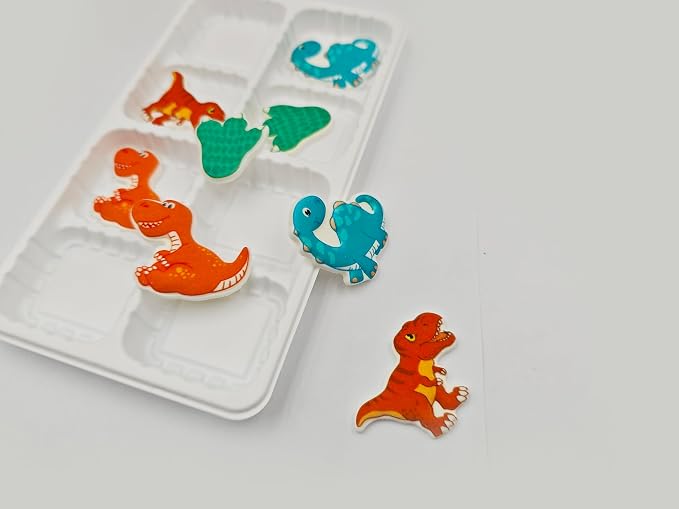 Edible 8 pieces Big Dinosaur cake decorations, perfect Snails cupcake toppers Icing Cookies decro for Spring Valentine's Day Birthday Halloween Thanksgiving Christmas party Team Dinner