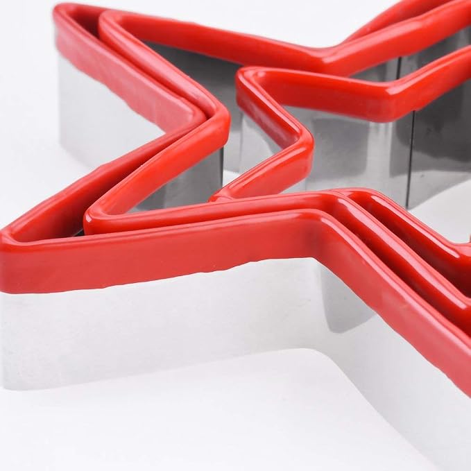 Star Cookie Cutters Set 3pcs Stainless Steel, Food Grade Large & Mini Star Cookie Cutter for Pressing Cookie, Sandwich and Bread