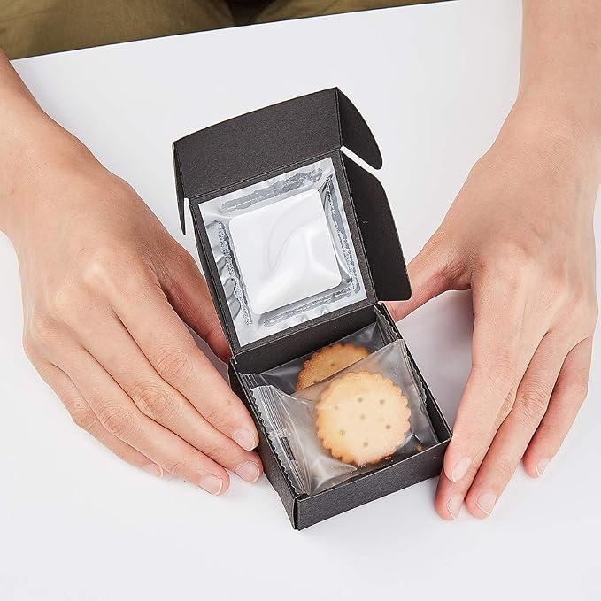 BENECREAT 30 Packs 2.5x2.5x1.2 Square Black Kraft Paper Boxes with Clear Windows for Wedding Party Favor Treats, Bakery, Jewelry, Christmas, Festival Gift Packaging
