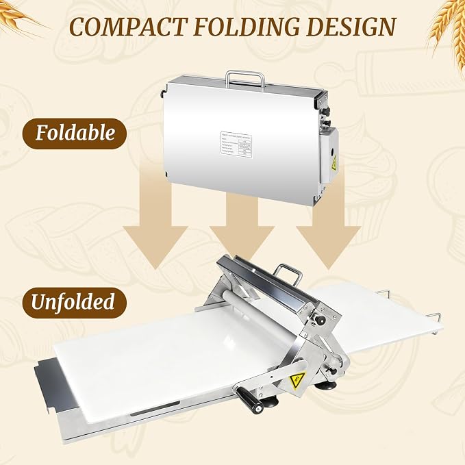 Manual Dough Sheeter 35.4" ×15.7",Roller Machine,Commercial Folding Dough Maker with Carry Handle, Adjustable Thickness for Pizza, Pasta, Pastry