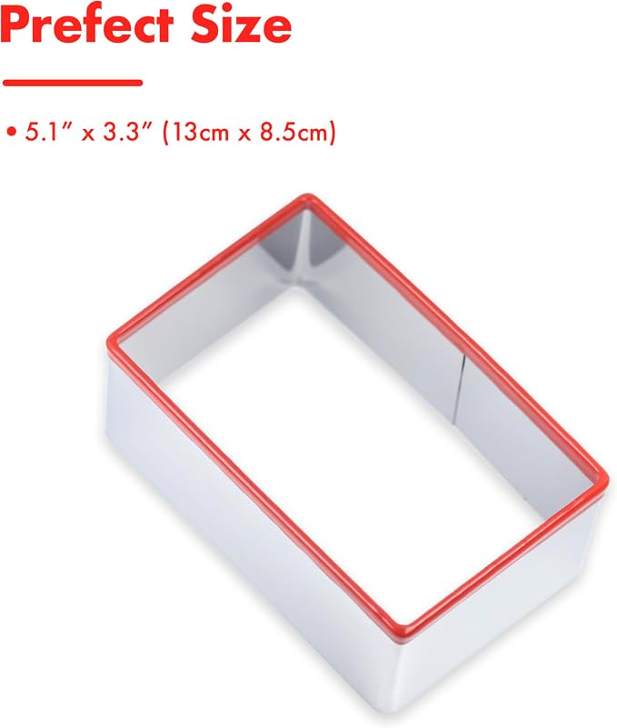 Large Rectangle Cookie Cutter 5 inch, Food-Grade Stainless Steel, Metal Biscuit Cutter, Sandwich Cutter Shapes for Kids