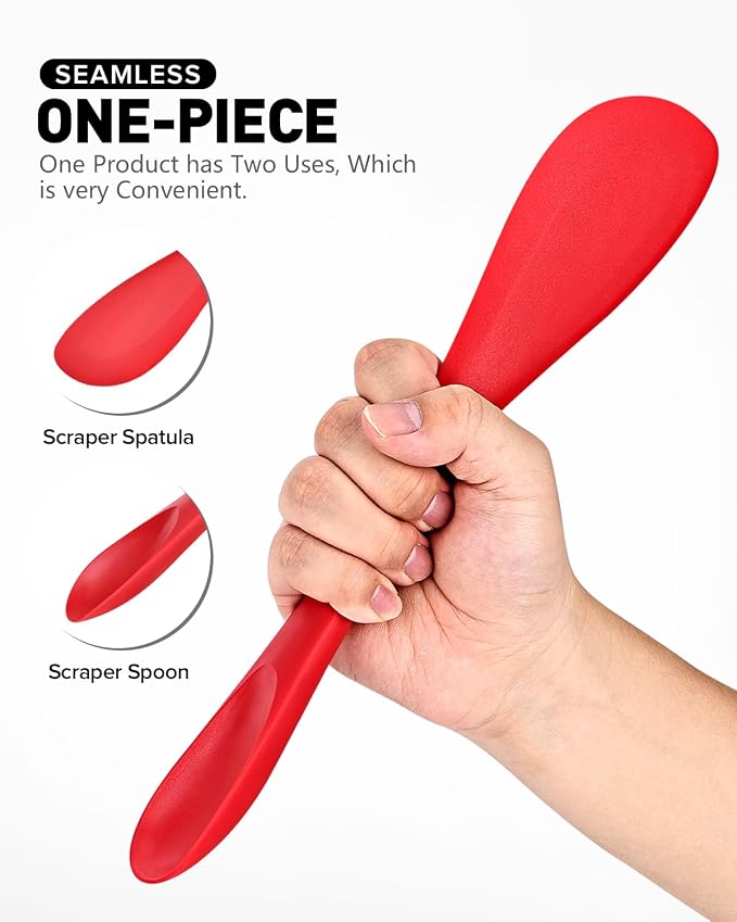 2-Pack Double-Headed Silicone Spatula Spoon, Nonstick Safe, Seamless | Scraping & spreading dual-use. Matte, BPA-free. For cooking, baking, mixing. Gentle on nonstick pans. No buildup.