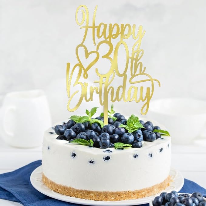 Acrylic Happy 30th Birthday Cake Topper - Cheers to 30 Years Cake Topper, 30 & Fabulous Cake Decoration for Hello 30th Birthday Anniversary Party Cake Decorations Supplies