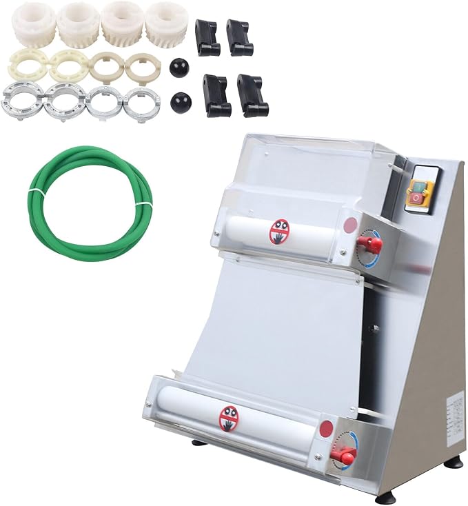 Pizza Dough Roller Sheeter, Max 16" Automatic Commercial Dough Roller Sheeter, 110V 370W Electric Pizza Dough Roller Stainless Steel, Suitable for Noodle Pizza Bread and Pasta Maker Equipment
