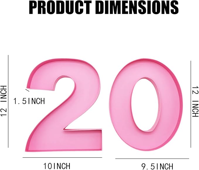 12inch Cardboard Number Fillable Food Tray Box for Charcuterie, Cupcake Arrangement, Birthday Anniversary (Pink, 20)