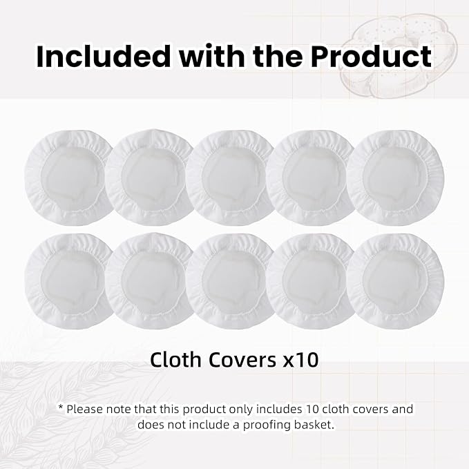 10-Pack Elastic Bread Proofing Basket Covers - Premium Linen & Cotton Liners for 5-Inch Round Baskets, Non-Stick, Breathable Fermentation Cloth for Sourdough & Artisan Baking