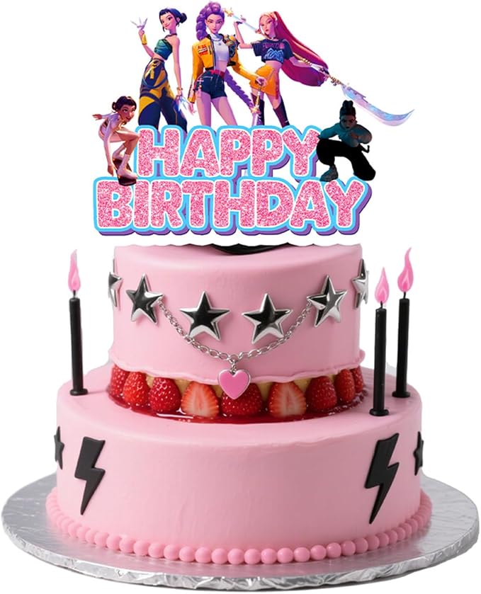 Cute Anime Cake Decorations, Cartoon Happy Birthday Cake Topper, Party Cake Decorations Supplies for Girls