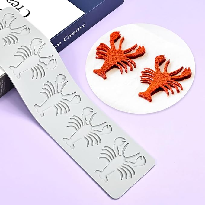 mostsom Sugarcraft Lace Mold Cake Border Decoration Lace Mat for Fondant Wedding Cake Decorating Baking Cake Decorating Crayfish Tools (E_ Crayfish)