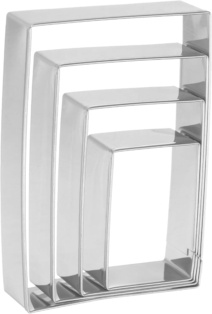 HARFINGTON Rectangle Cookie Cutter Set Assorted Sizes Stainless Steel Geometric Biscuit Baking Pastry Candy Cookie Cutters Molding for Pastry Fondant Cake