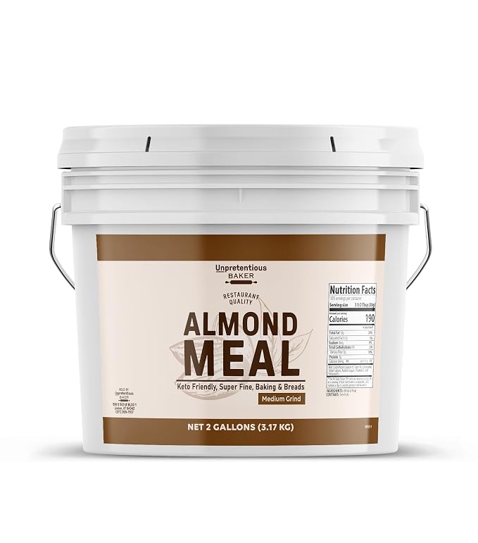 Unpretentious Almond Meal, 2 Gallon Bucket, Breading Replacement, Great for Rubs, Breads & Baked Goods