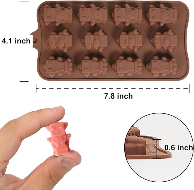 Chocolate Molds Silicone with 12 Cavity Robot Shaped, Mini Robot Molds for Homemade Chocolate/Candy/Gummy/Fondant, Food Grade Candy Mold with 12 Cavities Mini Robots for Fruit Snacks