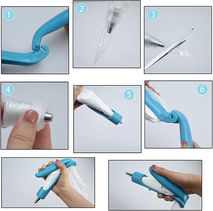 Pastry DIY Cake Decorating Pen, Hsxxf Icing Piping Tool Kit With 4 Different-Shaped Nibs, 4 Nozzles Decorative Bag, 2 Coupler for Party Cake DIY