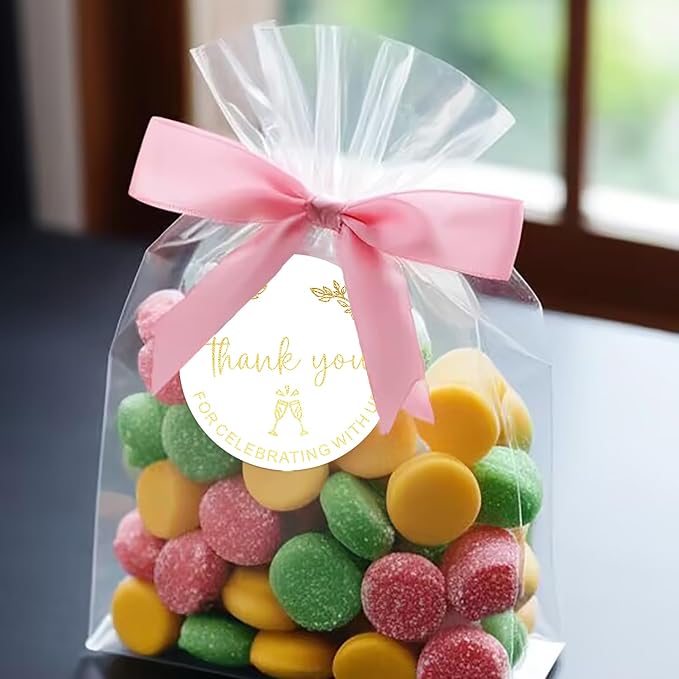120xThank You for Celebrating with Us Wedding Stickers,Party Favor Labels,Round Gold Foil Labels,Sweet Desserts Favor Tags for Birthday Anniversary,Graduation,Cookie Bakery Stickers,Envelope Seal