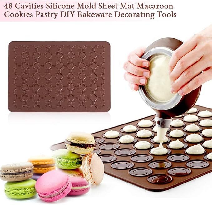 Macaron Silicone Baking Mats Kit, Food Grade Silicone Macaron Silicone Mat, Macaron Baking Kit Tray Set w. non stick reusable Macaroon Baking Supplies