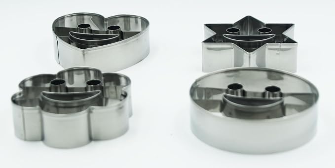 Smiling Face Cookie Cutters Set, 4 PCS Set Smiling Face Shaped Stainless Steel Molds for Cookies,Biscuit,Vegetable,Fruit,Baking Pastries Doughs