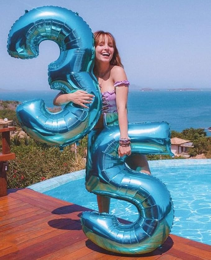 Balloon Numbers 40 Inch 5 Ballon for 5th Birthday Decorations, 15 25 35 50 Big Light Blue Number Balloons for Wedding Photo Shoot Party Decor