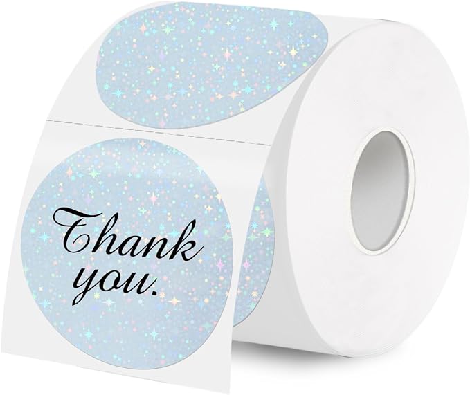 2''Holographic Thermal Label,Round Self-Adhesive Direct Thermal Label,Thermal Stickers for DIY Logo Design,Name Tag (300/Roll Starry Sky