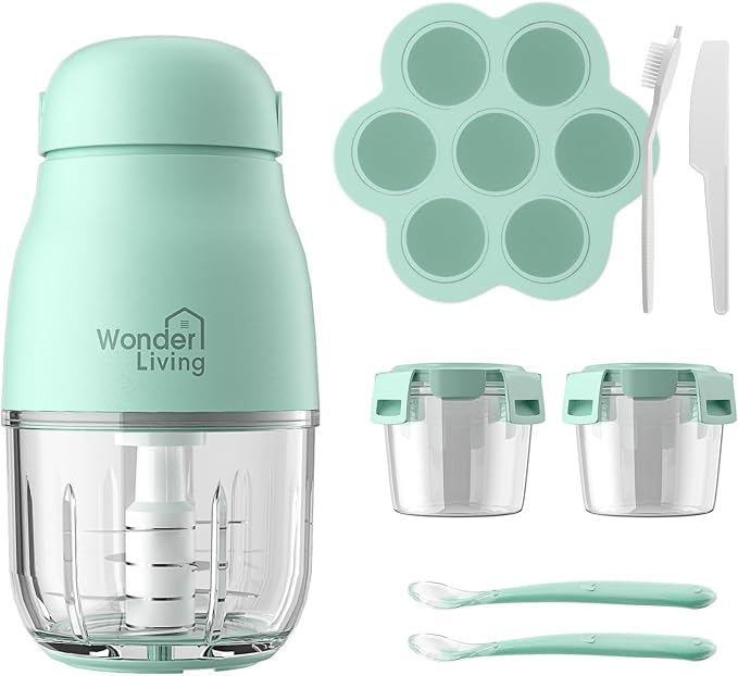 Baby Food Maker with Glass Cups & Freezer Tray, Compact Baby Processor for Smoothies, Hands-Free One-Touch, 230W Motor