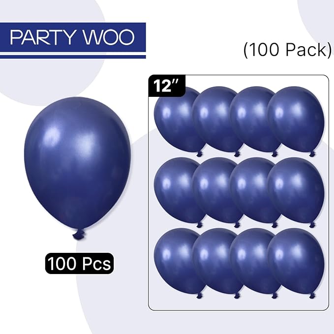 PartyWoo Navy Blue Balloons 100pcs 12 Inch Dark Blue Latex Helium Balloons for Graduation New Year Wedding Sports Theme Boy Baby Shower Men Birthday Bachelorette Party Decorations Blue-Z90