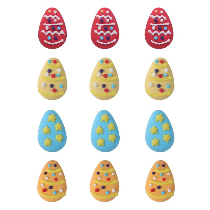 Sentovac 12 Pcs Easter Eggs Icing Decoration Edible Candy Dessert Easter Sprinkles DIY For Cookie Cake Cupcake Topper Icing Frosting Decoration Supplies