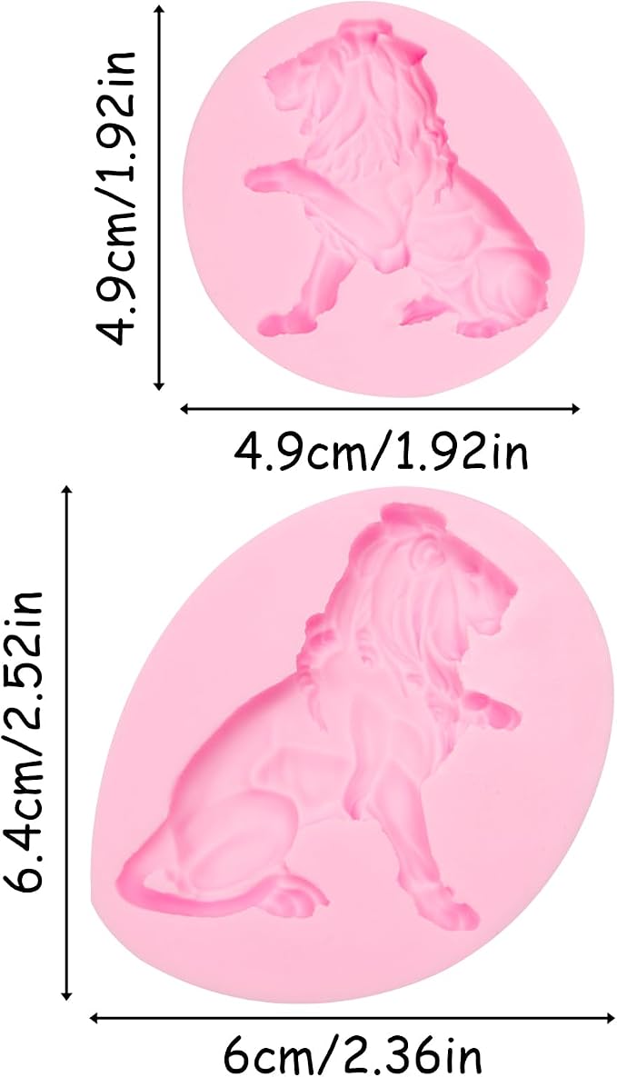 3D Lion Silicone Molds 2 Pcs, Forest Theme Jungle Safari Animal Lion Chocolate Baking Fondant Molds for Cake Decoration Candy Cupcake Topper Cake Polymer Clay Crafts Epoxy Resin