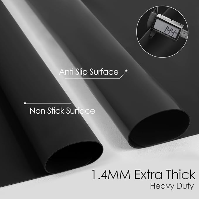Extra Large Silicone Mat, 31.5x17 Inch Heat Resistant Mat for Kitchen Counter, Non Stick Silicone Baking Mat for Dough and Pastry, Thick Silicone placement Countertop Protector, Black countertop mat