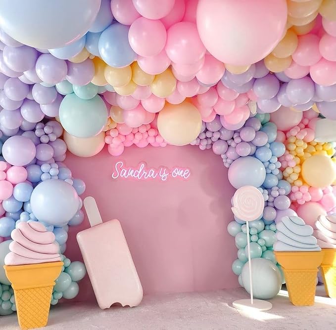 Pastel Balloon Arch Kit, 174Pcs Macaron Assorted Colors Balloons and Stars Balloon Garland kit, Different Size Balloons Kit for Baby Shower Birthday Wedding Easter Rainbow Party Decorations