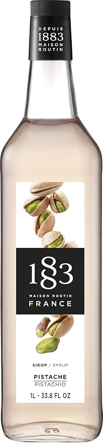 1883 Pistachio Syrup for Drinks, Made in France, 1 Liter Glass Bottle