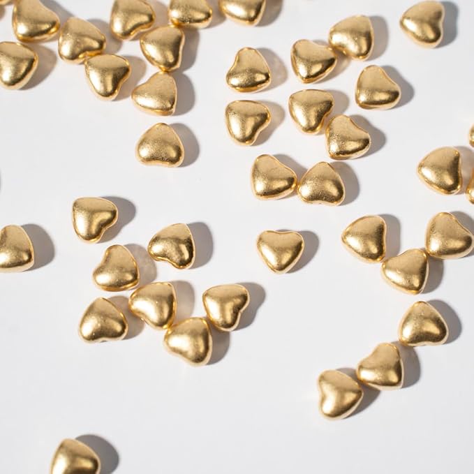 NIPEOR Gold Sparking Heart Sprinkles4.6oz/130g,Edible Pearl Candy Wedding Cake Topping Christmas Sprinkles for Cake Decorating,Cupcake Sugar Candy Sprinkles (Golden Sparkling Heart)
