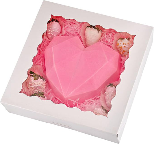 Tcoivs 20-Pack Pie Boxes 10" x 10" x 2.5", Cookie Boxes, Bakery Boxes with Window for Muffins, Donuts and Pastries (White)