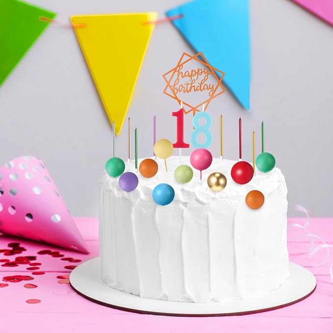 Yerliker 34 Pcs Happy Birthday Cake Toppers Decorations Birthday Candles DIY Cake Decor for Men Women Wedding Anniversary (Colorful)